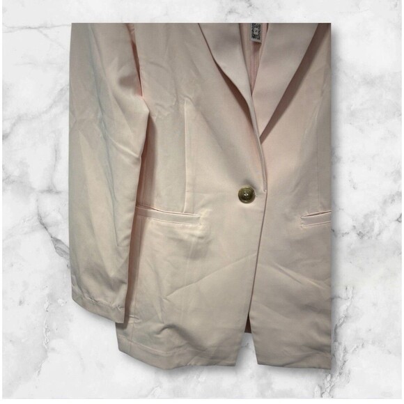Sanctuary Pink Tailored Women Blazer Size M Minimalist single Button Jacket - Picture 6 of 13